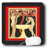 Florene Art Deco & Nouveau - Barbier Art Nouveau With Ladies In Black n Red Frames - Mouse Pads