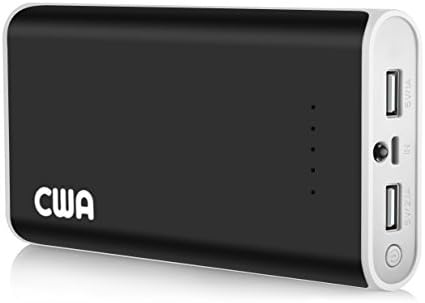 Portable Charger, CWA 12000mAh Power Bank Portable Charger External Battery Pack Power Bank Backup with Dual Port - iPhone 6/6 Plus/5/5S/5C/4S/4, iPad Retina, iPod, Samsung Galaxy S6 Edge S5 S4 S3 Tab Note 2/3/4, HTC One, Motorola, Nokia, LG, Smart Phones Tablets and More (Black / White)