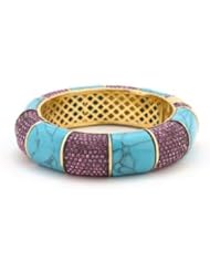 Simulated Turquoise and Fuchsia Bangle Bracelet