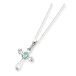 Sterling Silver Blue Topaz Cross Necklace with 18 inch Sterling Silver Chain