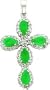 14 karat white gold genuine diamond and emerald cross charm