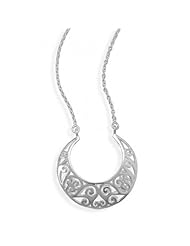 MMA Silver - 17 inch Ornate Cut Out Horseshoe Shape Necklace