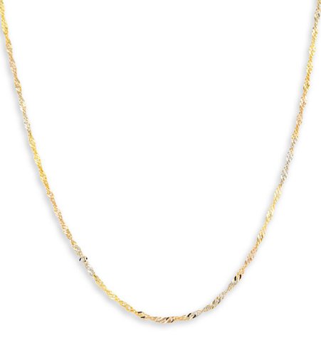 New 14k Yellow White Rose Gold Singapore Chain Necklace