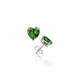 Bling Jewelry Sterling Silver Childrens CZ Emerald Color Heart Shape Earrings