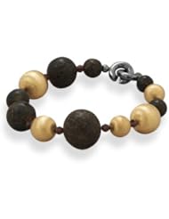 8.5" Baltic Amber and 14 Karat Gold Plated Bead Bracelet