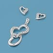 Sterling Silver Pendant/Earring Set - Interlocking Heart Lined with Clear CZ - Pendant:18mm, Earrings:16mm
