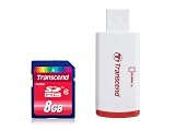 Transcend 8 GB SDHC Class 2 Flash Memory Card with USB Card Reader (Red) TS8GSDHC2-P2E [Amazon Frustration-Free Packaging]
