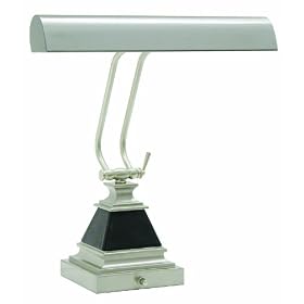 House of Troy P14-502-52 12-Inch Portable Desk/Piano Lamp, Satin Nickel with Black Leather