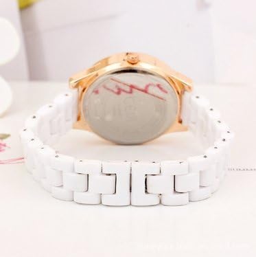 Enreach Crystal-accented Multiple Facets Shifting Drills Ceramic Bracelet Watch J648 (Rose Gold)