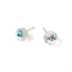 Aurore Boreale Faceted Ball Swarovski Austrian Crystal Earrings, 8mm