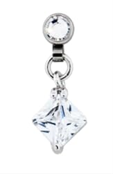 CLEAR SQUARE GEM MICRODERMAL DANGLE