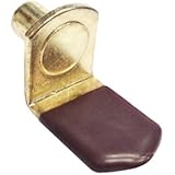 Shelf Support, Vinyl Coated, Right Angle, 1/4" Pin - Brass with Brown Vinyl (20 Pk)