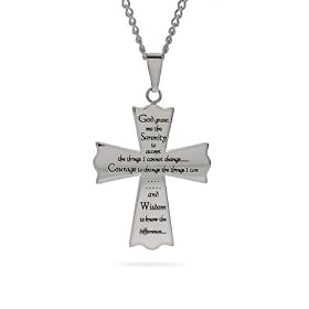 Serenity Prayer Cross Pendant - 18 inches