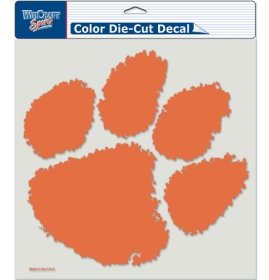 NCAA Clemson Tigers Die-Cut Color Decal, 8"x8", Team Color