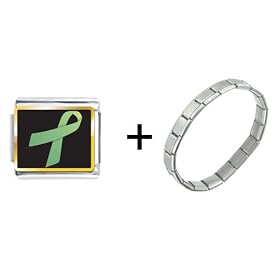 Light Green Ribbon Awareness Italian Charm Bracelet