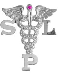 NursingPin - Speech-Language Pathologist SLP Graduation Pin with Ruby in Silver