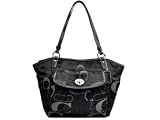 Coach Black Grey Signature Sateen Leah Tote Handbag 14654