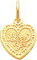 I Love You Heart Charm 10K Yellow Gold