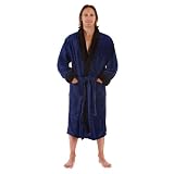 Del Rossa Men's Fleece Bathrobe, Navy Blue Large XL (A0109NBLXL)