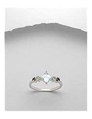 Gem Stones Ring In 92.5 Sterling Silver
