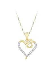 Diamond Double Heart Pendant with Chain in 10K Yellow Gold (0.13 cttw)