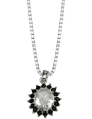 Sterling Silver Clear and Colored Swarovski Crystal Pendant Necklace, 18"