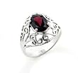 Sterling Silver Filigree and Red Garnet Ring(Sizes 5,6,7,8,9)