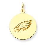 14K Philladelphia Eagles Large Disc Eagle Head Charm