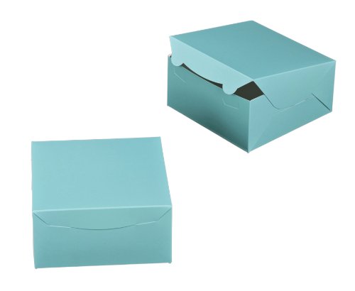 Dress My Cupcake Cupcake Box with Lid and Holder for 4 Jumbo Cupcakes, Tiffany Blue/White, Set of 100