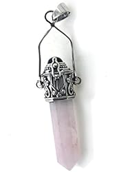 Genuine Garnet and Rose Quartz Healing Life Crystal and Sterling Silver Pendant