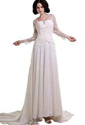 Lace Chiffon Sheath Evening Dress  with a Cathedral Train 