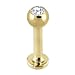Jewelry : Solid 14KT Yellow Cubic Zirconia Gold Labret - 16 Gauge 5/16 Inches 4mm