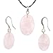 Rose Quartz Oval Shaped Pendant and Earrings Set - title=