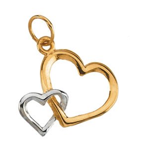 14k Two-Tone Teen Double Heart Pendant
