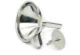 RSVP International Stainless Steel Funnel with Removable Strainer 4-in.