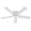 Hunter 20803 Low Profile III 52-Inch 5-Blades Ceiling Fan, White