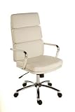 Deco Retro Faux Leather Chair Chrome Office Seat In White