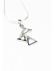 Kappa Delta Sterling Silver Diagonal Lavaliere set with Lab-Created Diamonds