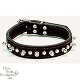 Coastal Pet Circle T Oak-Tanned Leather Spiked Dog Collar (Black, 18 inch L x 1 inch W)