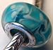 Murano Style Glass Lampwork 925 Bead Fits Pandora Blue with Turquoise Swirl with White Dots, 14mm (1)