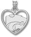 Kansas State Wildcats Solid Sterling Silver Powercat Heart Pendant