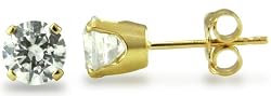 14KT Yellow Gold 1.0 CTW Round CZ Four-Prong Earrings