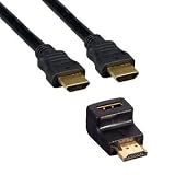 HDMI Cable:Gold Plated 12FT 1.4 High Speed HDMI to HDMI Cable with HDMI to HDMI Right Angle 90 Degree Angle Adapter (A to A) Advanced High Speed Cat2 Category 2, Ethernet, 3D Audio Return Channel 1080P