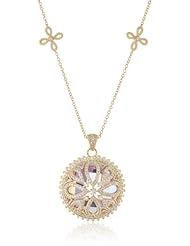 Freida Rothman Belargo Jewelry Love Knot Lavender Stone Cage Medallion Pendant Necklace, 16"
