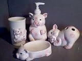 PIGS Bathroom Bath Accessories Set Pig SOO CUTE! ~NEW!~