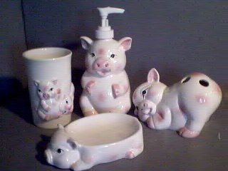 PIGS Bathroom Bath Accessories Set Pig SOO CUTE! ~NEW!~