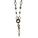 Copper-tone Jade/Amethyst/Tan Bead & Brown title=