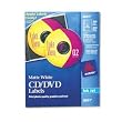 50 SHEETS AVERY WHITE CD/DVD LABELS FOR INKJET PRINTERS 2-UP