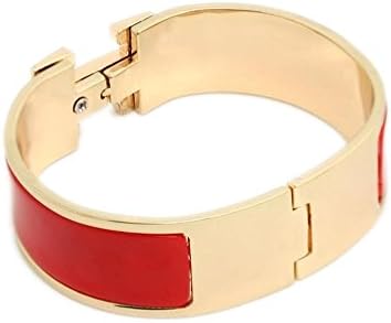 2015 Summer Popular Stylish Stainless Steel Anti-allergic H-shaped Buckle Bracelet Bangle -Gold + Red 18mm