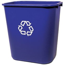 Rubbermaid Blue Deskside Recycling Container with Universal Recycle Symbol, Medium (RCP2956-06BLU) Category: Recycling Trash Cans and Containers